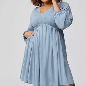 Torrid Light Blue Long Sleeve Dress
